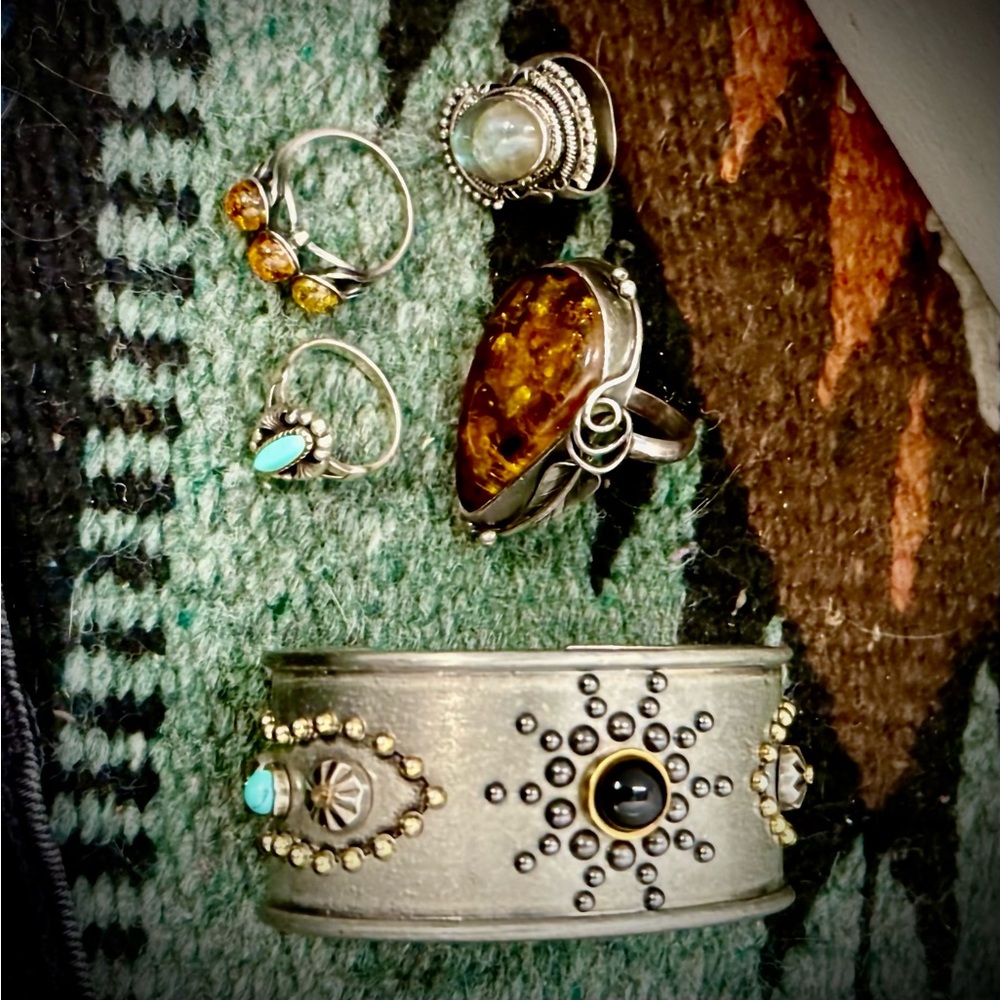 Silver Triple Turquoise ring - Picture 8 of 16